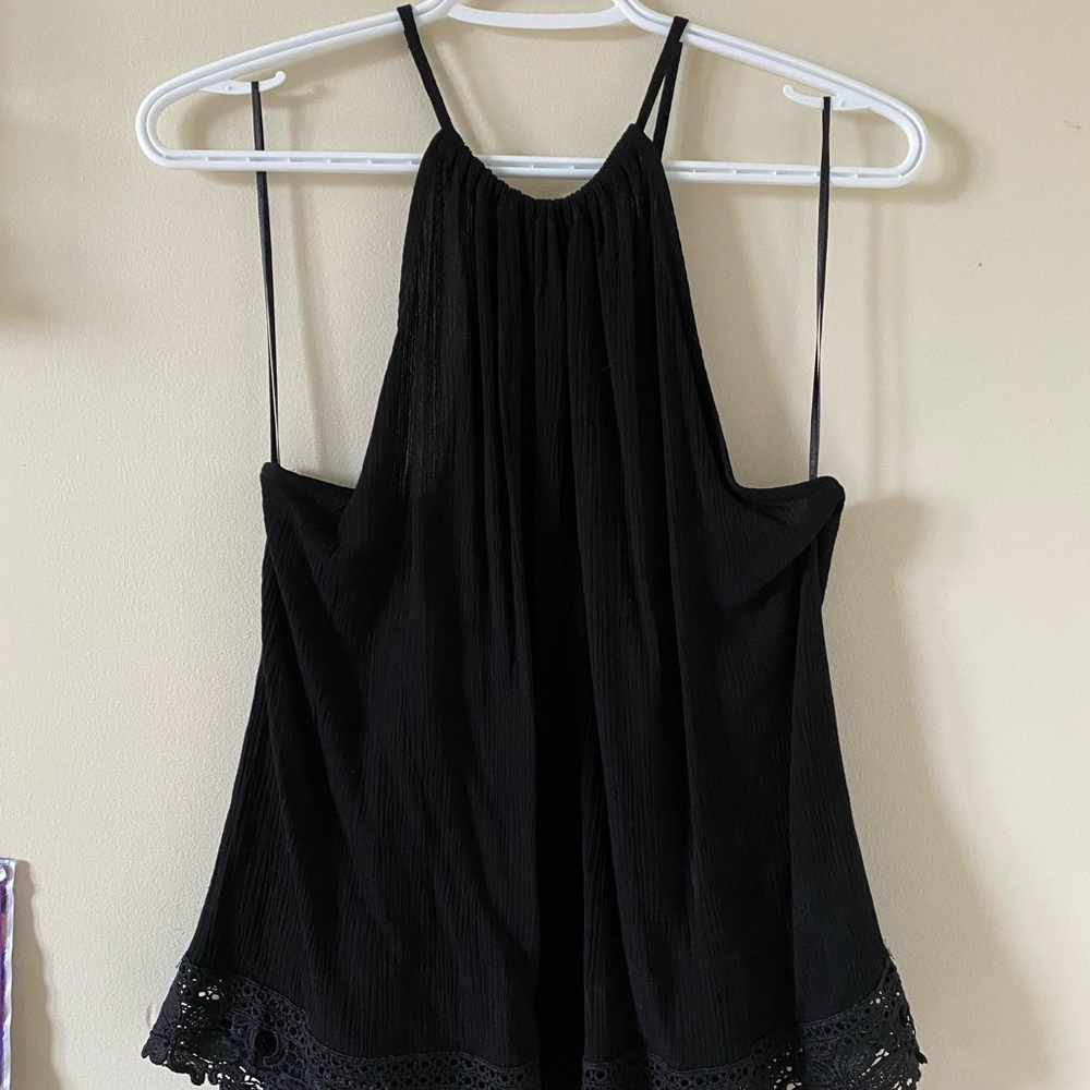 Black w/lace halter tank top